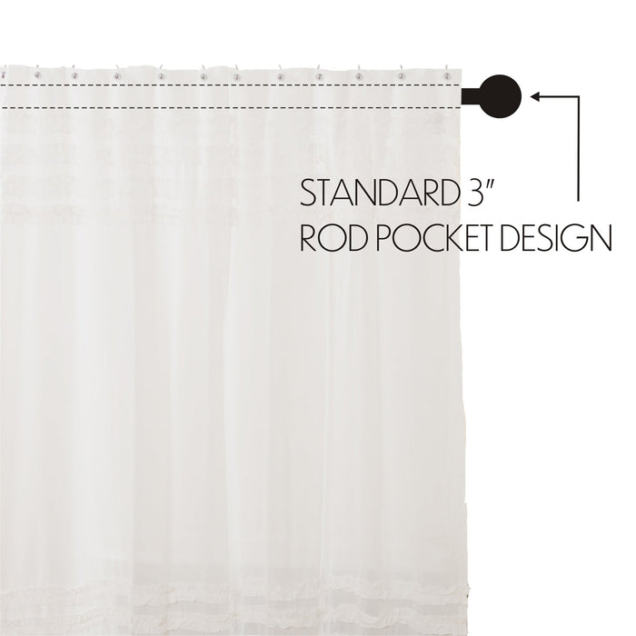 White Ruffled Sheer Petticoat Shower Curtain 72x72