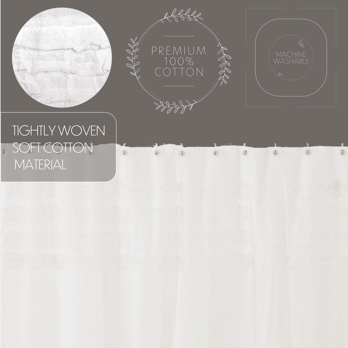 White Ruffled Sheer Petticoat Shower Curtain 72x72