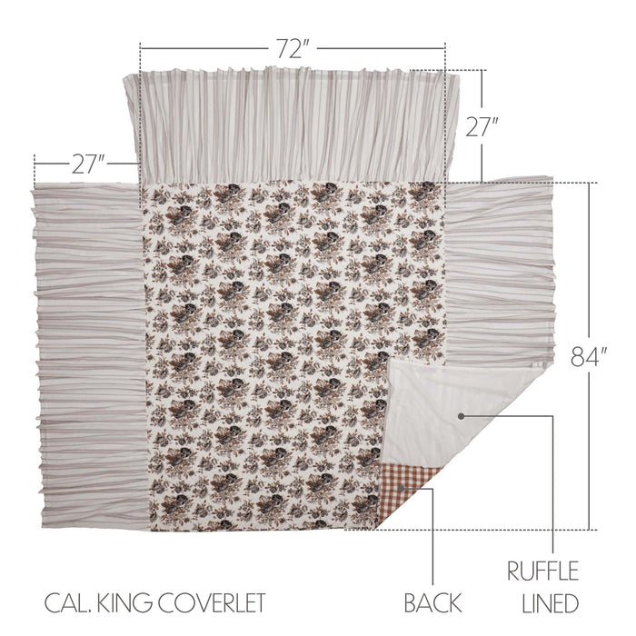 Annie Portabella Floral Ruffled California King Coverlet 84x72+27