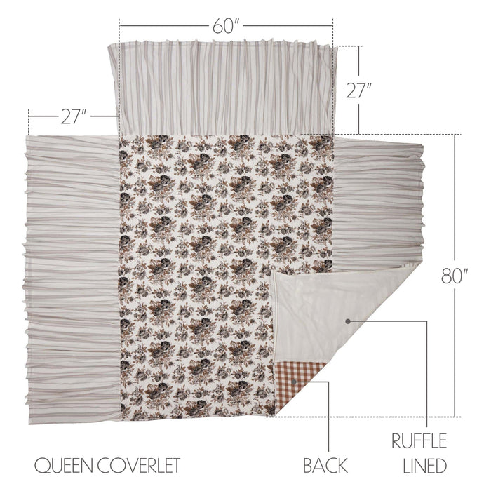 Annie Portabella Floral Ruffled Queen Coverlet 80x60+27