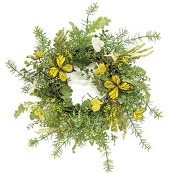 Dusty Miller & Butterfly Wreath - 16"