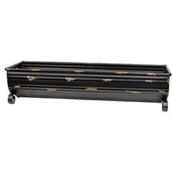 3/Set - Distressed Antique Black Metal Trough Planters
