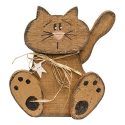 Rustic Wood Sitting Cat - 14"H - 2 Asstd.