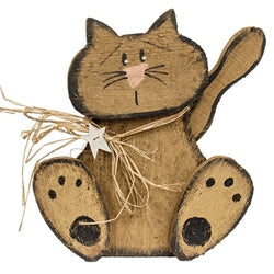 Rustic Wood Sitting Cat - 14"H - 2 Asstd.