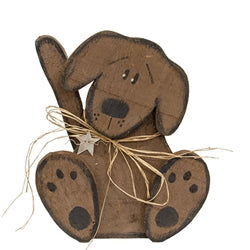 Rustic Wood Sitting Dog - 14"H - 2 Asstd.