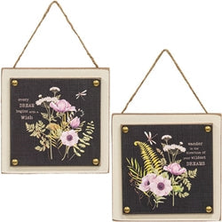 Wander and Dream Layered Floral Sign - 2 Asstd.