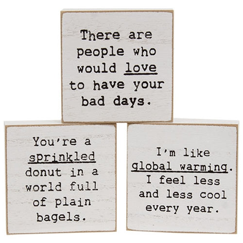 Love Your Bad Days Mini Square Block - 3 Asstd.