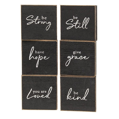 Inspirational Hope Words Black Wooden Square Block - 6 Asstd.