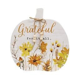 Golden Fall Wildflower Wooden Pumpkin Sitter - 2 Asstd.