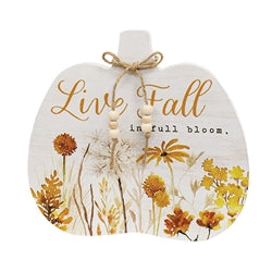 Golden Fall Wildflower Wooden Pumpkin Sitter - 2 Asstd.