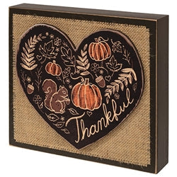 Thankful Fall Layered Heart & Burlap Box Sign