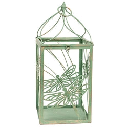 2/Set - Distressed Green Metal Dragonfly Lanterns