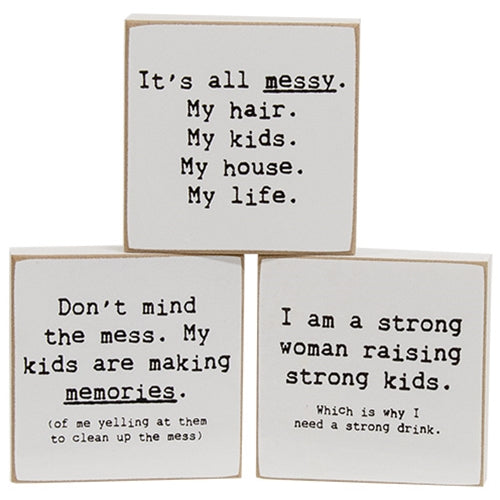 Strong Woman Strong Kids Mini Square Block - 3 Asstd.