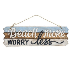 Beach More Worry Less Distressed Wooden Sign 4 Asstd.