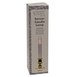 White Sensor Candle Lamp on Brass Base 9"H