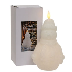 Sparkling Snowman Wax LED Timer Candle - 7-1/2 In H