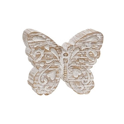 Whitewashed Resin Woodgrain Butterfly Sitter 3 Asstd.