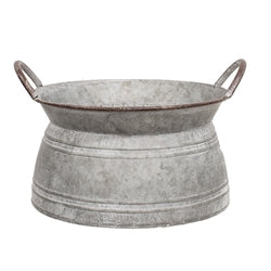 3/Set Graywashed Galvanized Squat Buckets w/Handles