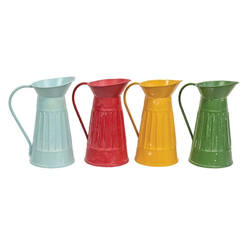 Mini Distressed Ribbed Metal Water Pitcher 4.75"H 4 Asstd.