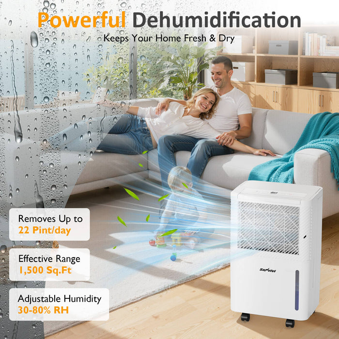 22 Pints Dehumidifier for Home: 1500 Sq.Ft Dehumidifiers